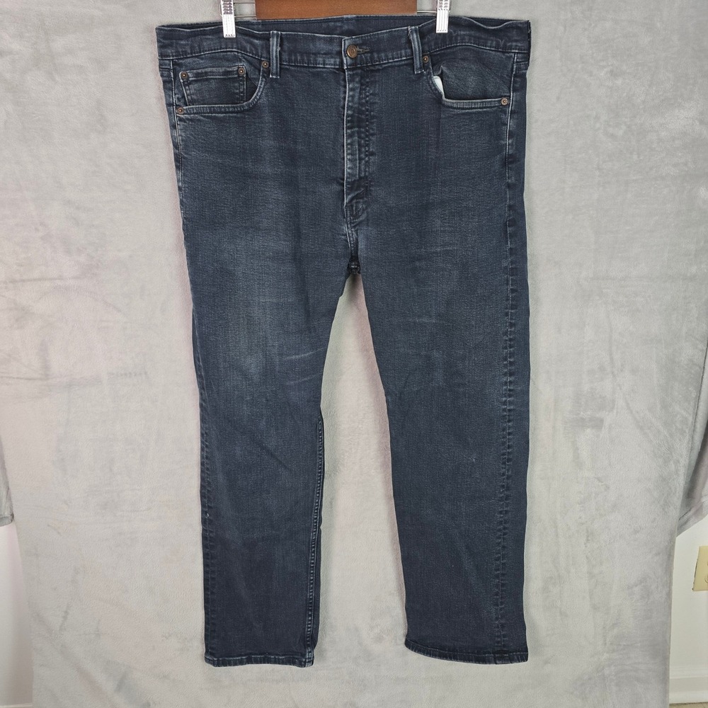 Levis 505 Regular Fit Straight Leg Jeans Mens 42x32 Dark Wash Blue Denim Pants